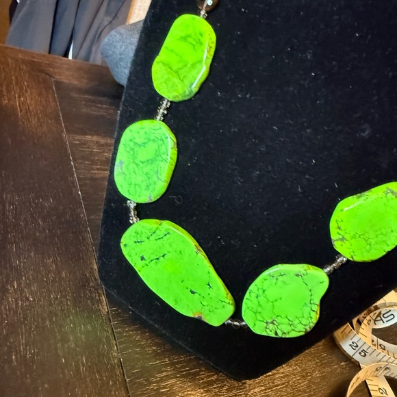 Lime Green Turquoise and Smokey Quarts Necklace - Picture 2 of 7